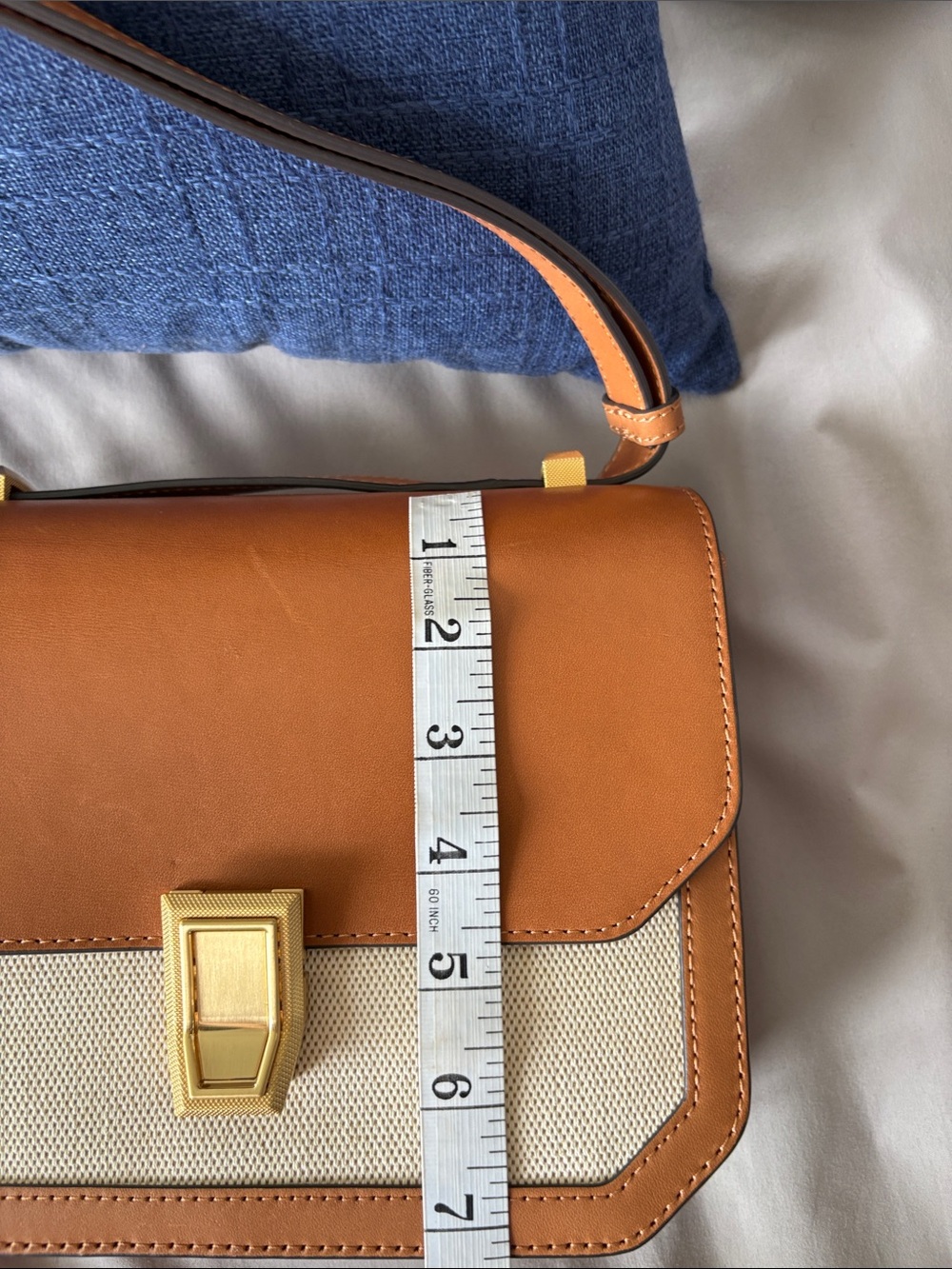 Rag & Bone New York Tan Leather and Canvas Shoulder Bag Adjustable Strap w/dusty - Picture 14 of 16
